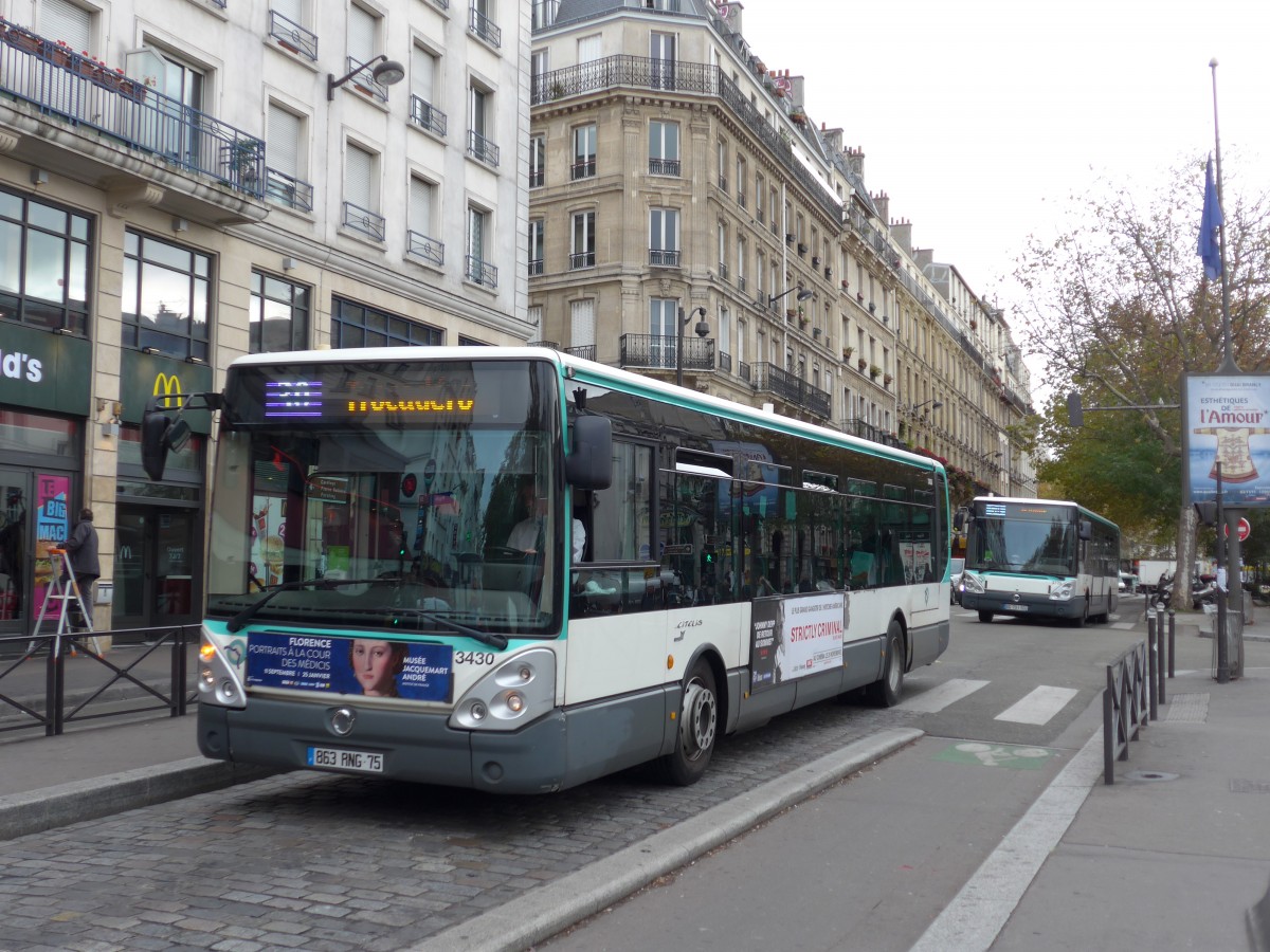 (167'127) - RATP Paris - Nr. 3430/863 RNG 75 - Irisbus am 17. November 2015 in Paris, Pigalle