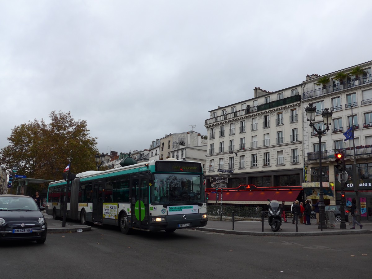 (167'147) - RATP Paris - Nr. 1759/792 PLJ 75 - Irisbus am 17. November 2015 in Paris, Pigalle