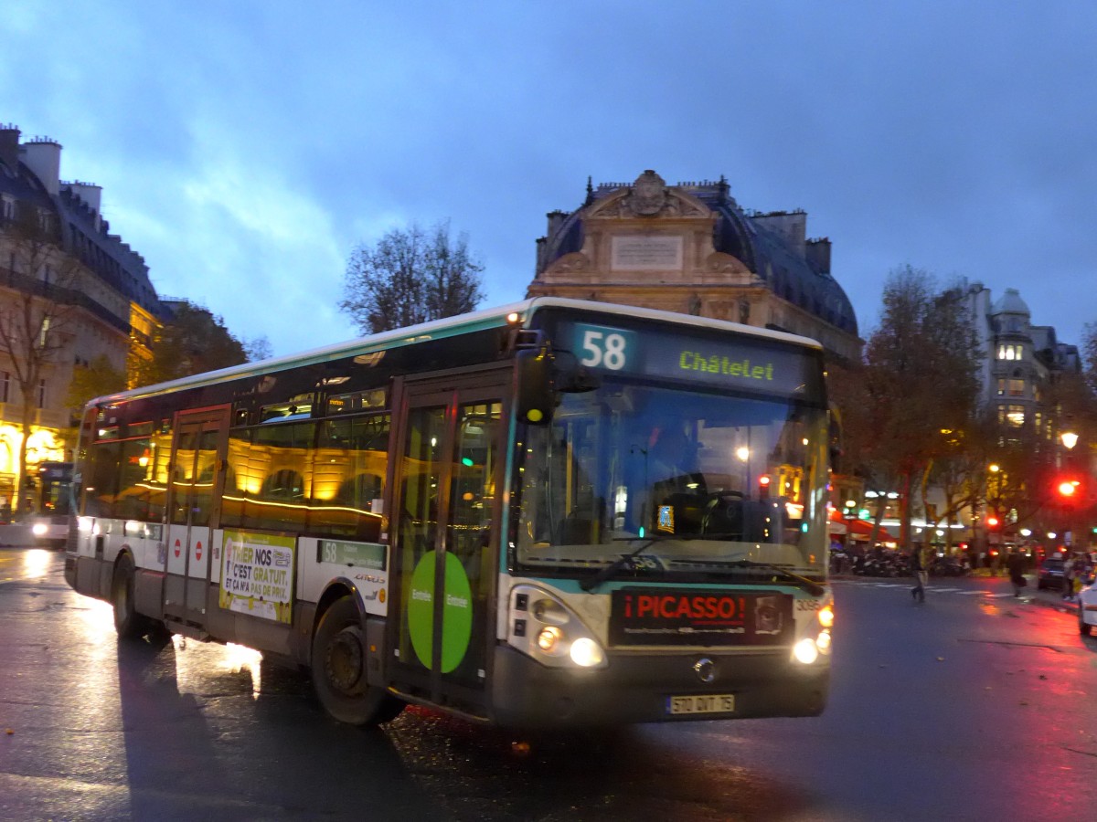 (167'248) - RATP Paris - Nr. 3095/570 QVT 75 - Irisbus am 17. November 2015 in Paris, Notre Dame