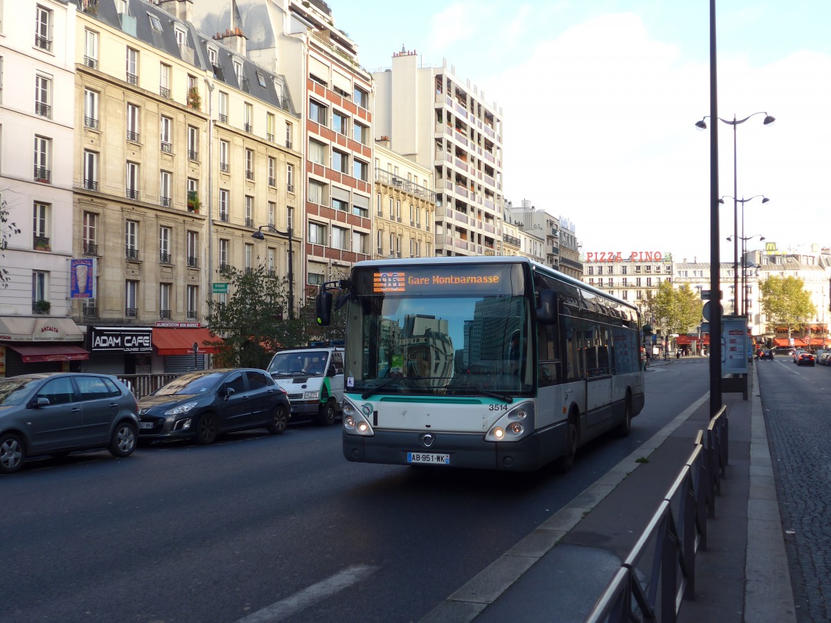 (167'340) - RATP Paris - Nr. 3514/AB 951 WK - Irisbus am 18. November 2015 in Paris, Gare Montparnasse