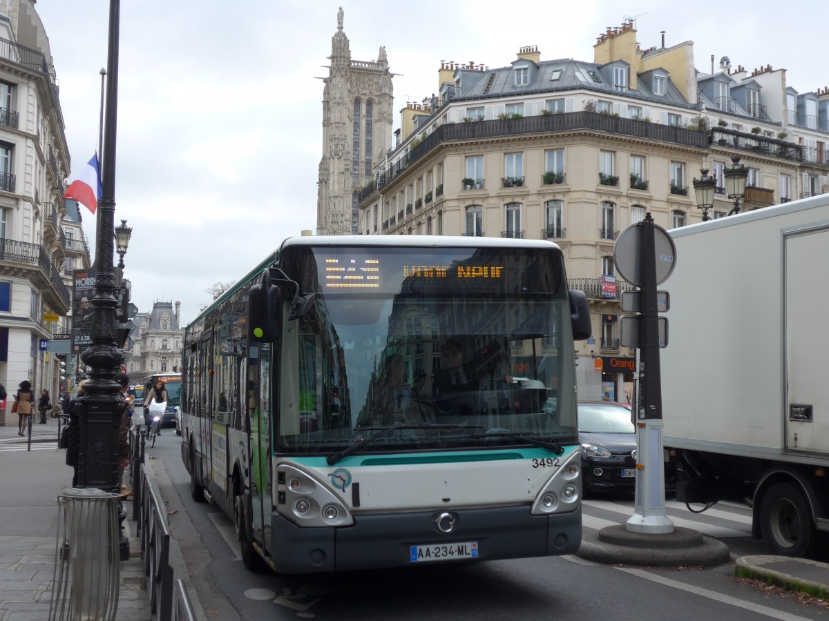 (167'359) - RATP Paris - Nr. 3492/AA 234 WL - Irisbus am 18. November 2015 in Paris, Chtelet