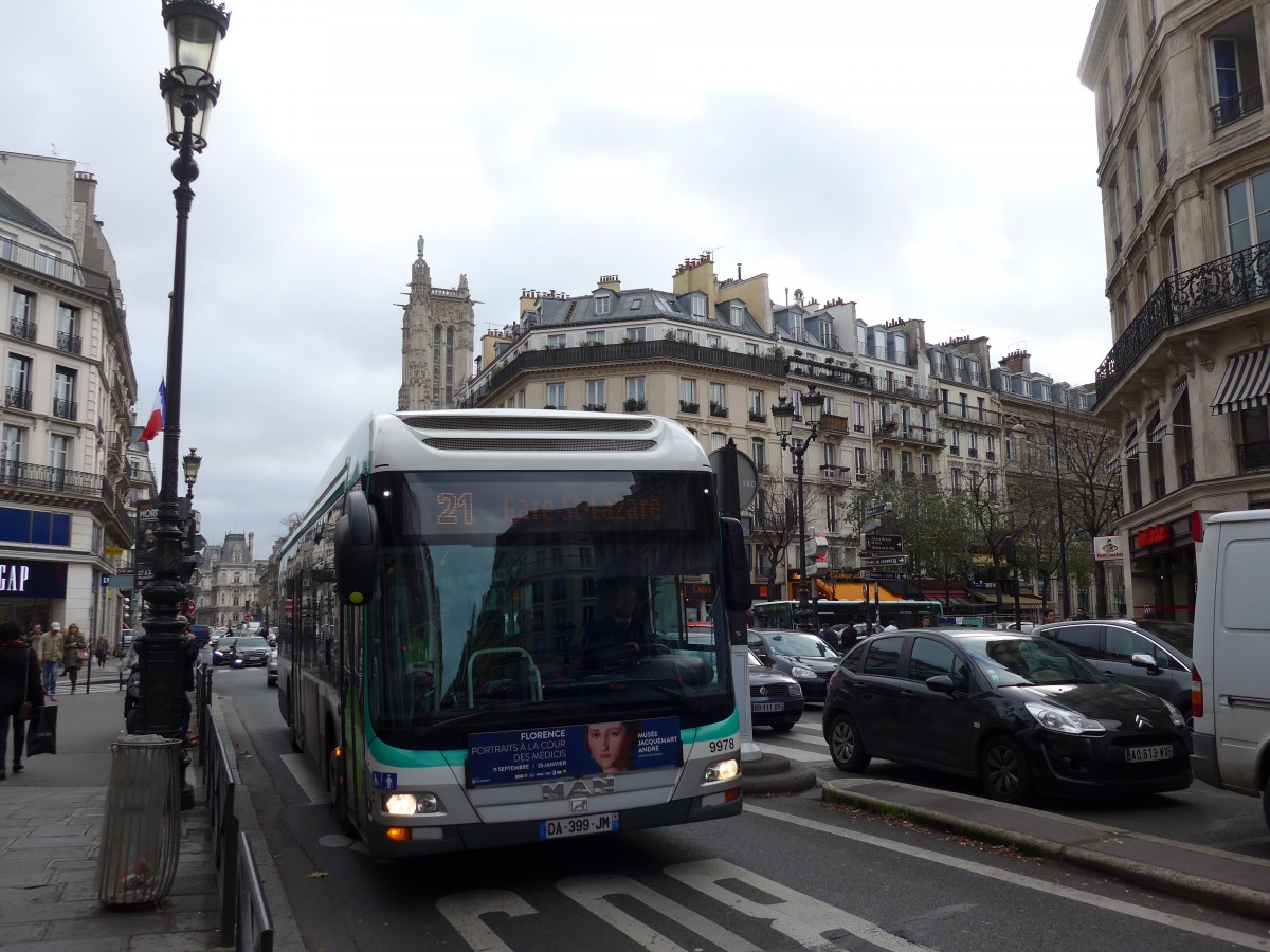 (167'369) - RATP Paris - Nr. 9978/DA 399 JM - MAN am 18. November 2015 in Paris, Chtelet