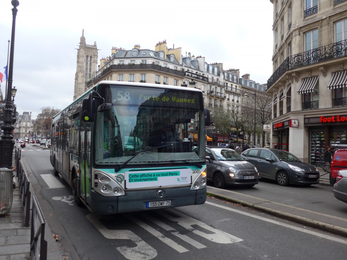 (167'376) - RATP Paris - Nr. 3081/155 QWF 75 - Irisbus am 18. November 2015 in Paris, Chtelet