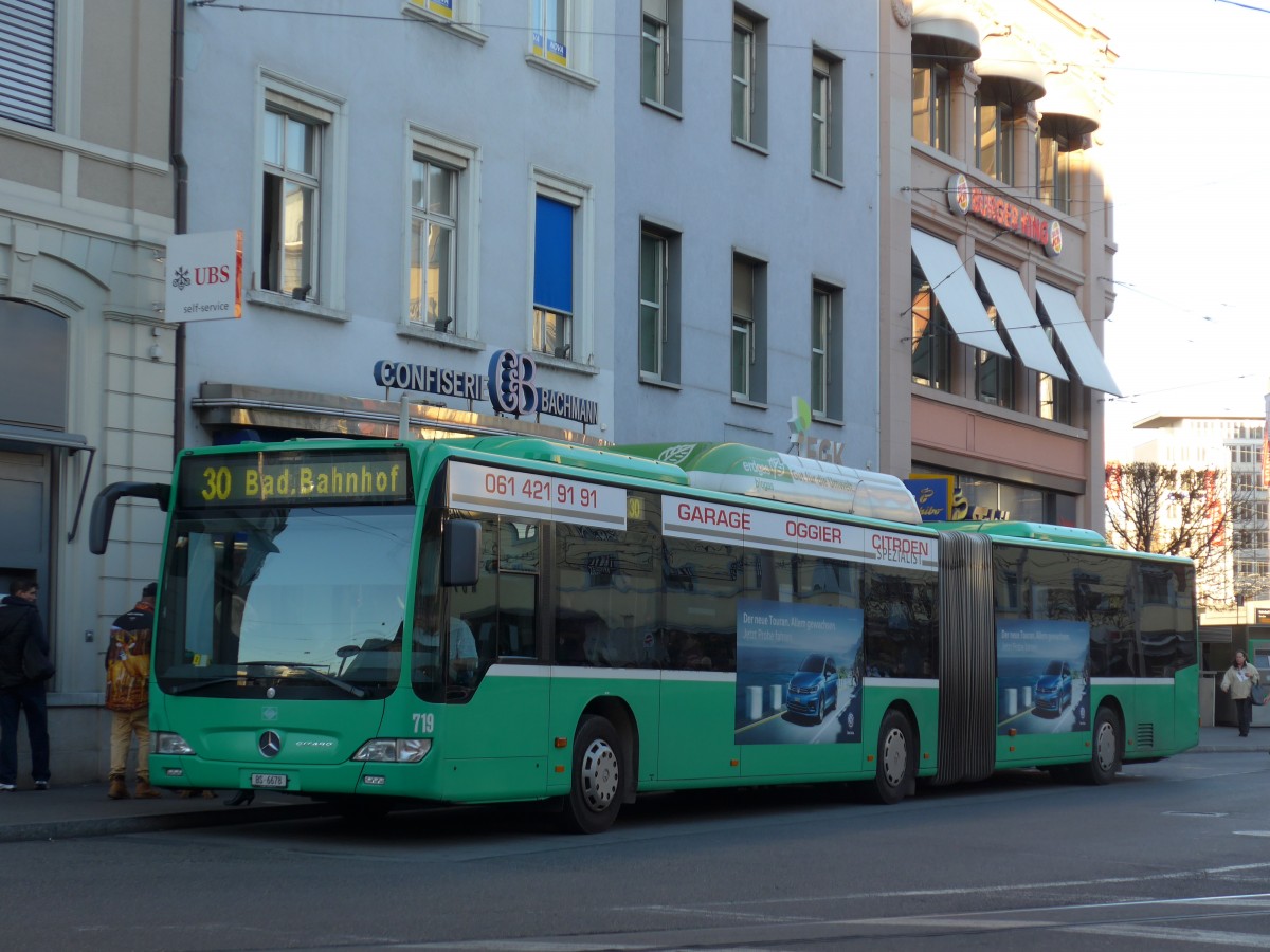 (167'390) - BVB Basel - Nr. 719/BS 6678 - Mercedes am 18. November 2015 beim Bahnhof Basel