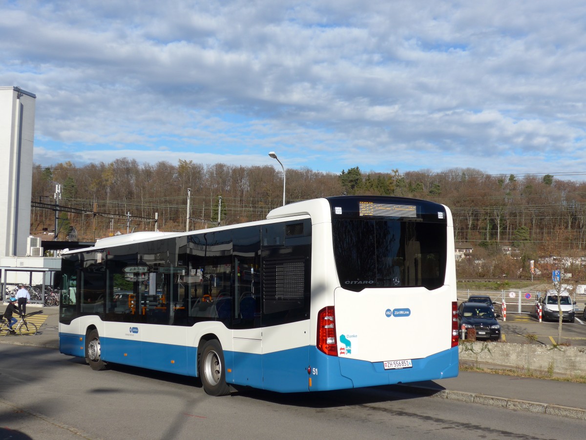 (167'424) - Limmat Bus, Dietikon - Nr. 51/ZH 556'851 - Mercedes am 19. November 2015 beim Bahnhof Killwangen-Spreitenbach