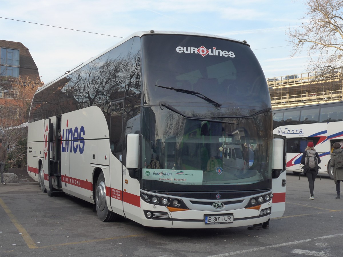 (168'116) - Aus Rumnien: Rombus, Bucuresti - B 801 TUR - Scania/Beulas am 29. Dezember 2015 in Zrich, Sihlquai