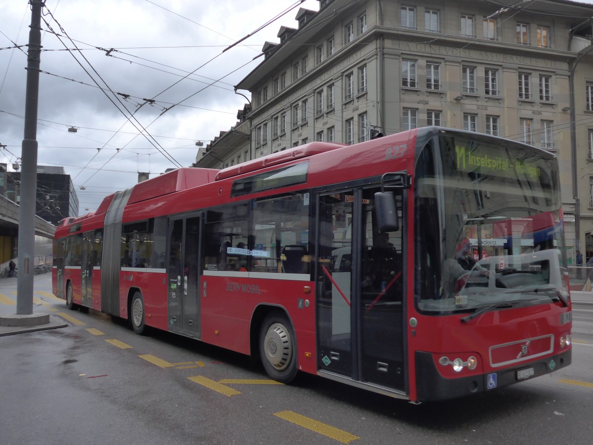 (168'461) - Bernmobil, Bern - Nr. 827/BE 612'827 - Volvo am 11. Januar 2016 beim Bahnhof Bern