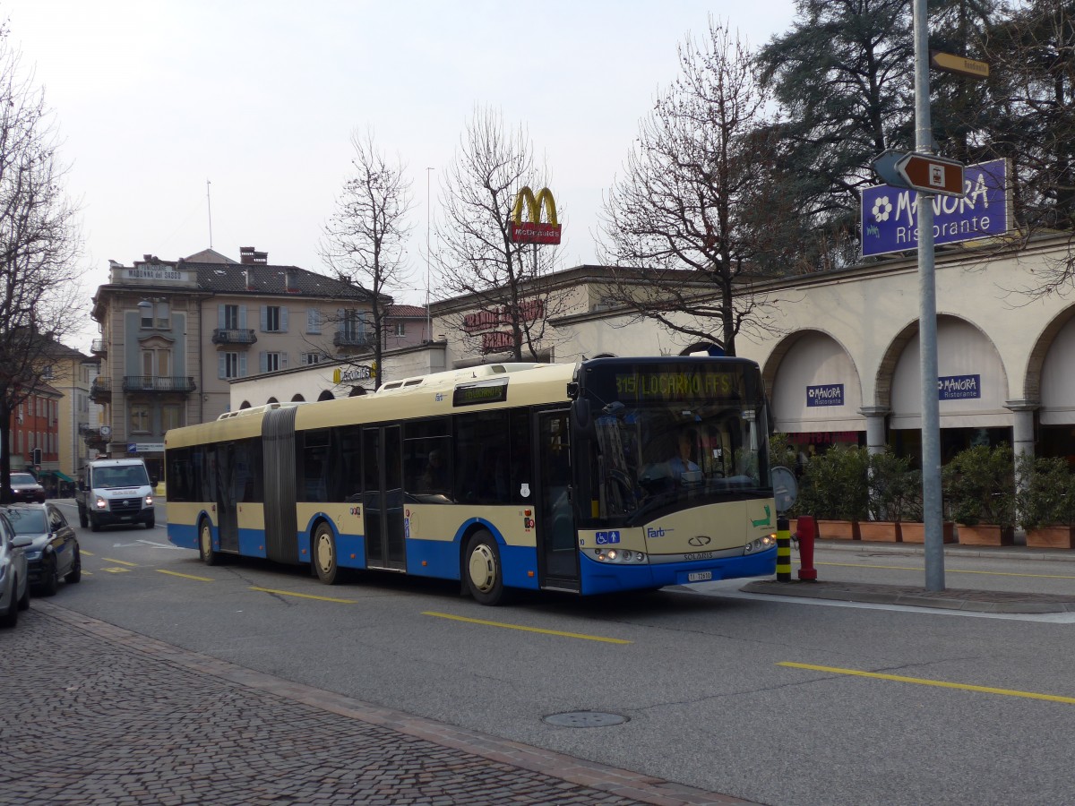 (168'609) - FART Locarno - Nr. 10/TI 72'610 - Solaris am 6. Februar 2016 beim Bahnhof Locarno