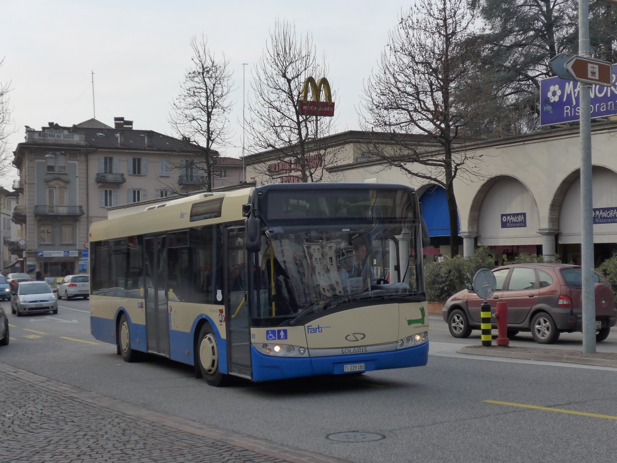 (168'617) - FART Locarno - Nr. 80/TI 229'180 - Solaris am 6. Februar 2016 beim Bahnhof Locarno