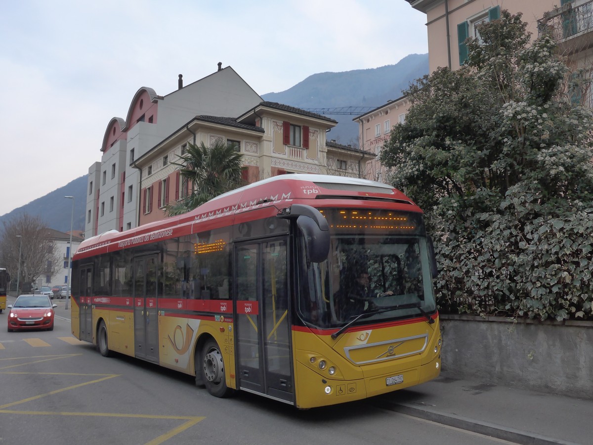 (168'649) - AutoPostale Ticino - TI 264'797 - Volvo am 6. Februar 2016 in Bellinzona, Fermata provvisoria
