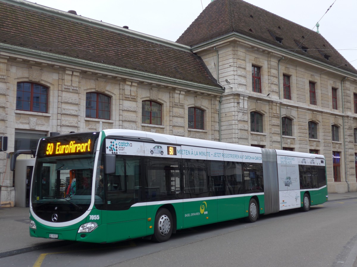 (168'739) - BVB Basel - Nr. 7055/BS 99'355 - Mercedes am 20. Februar 2016 beim Bahnhof Basel