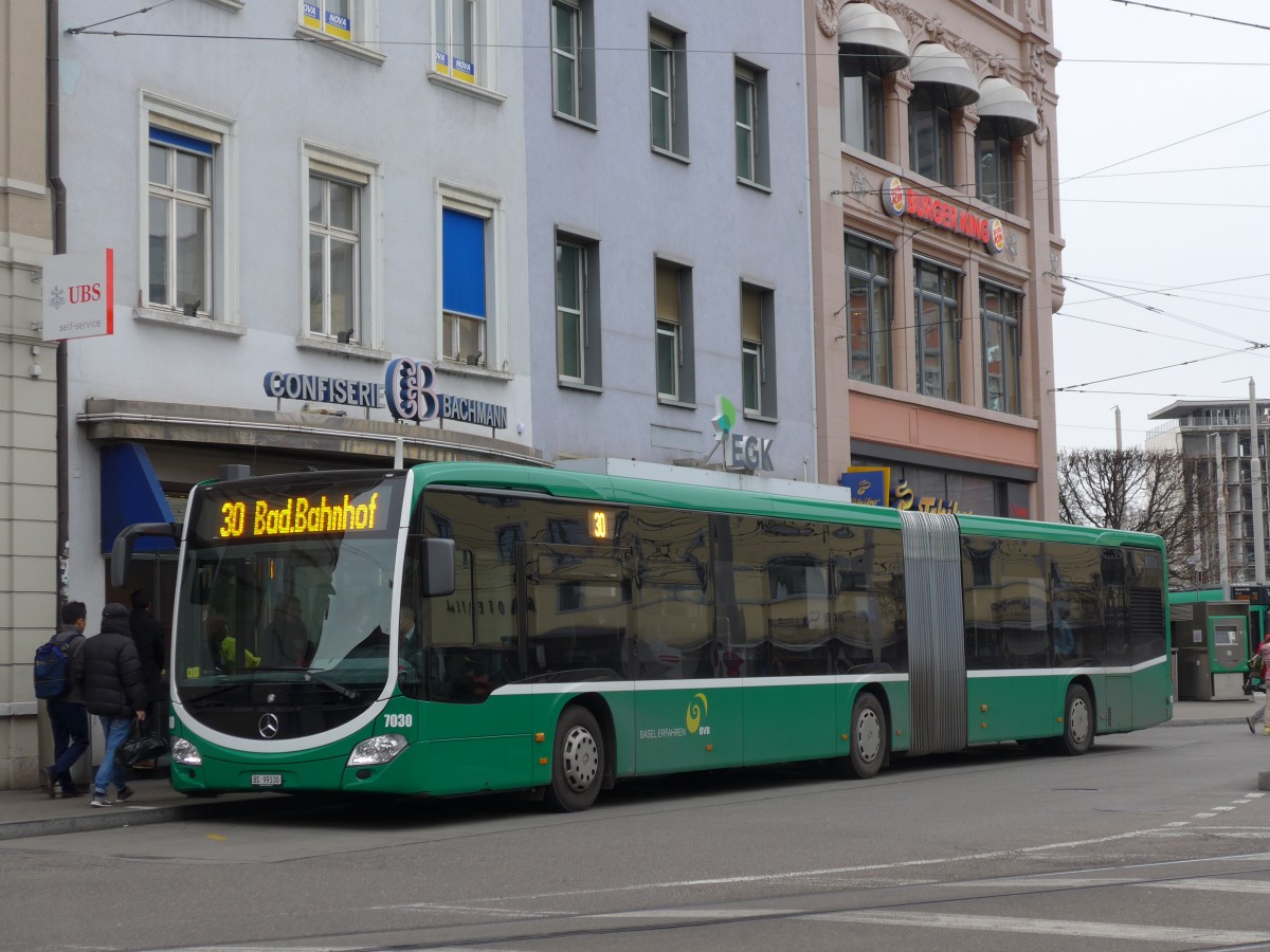 (168'749) - BVB Basel - Nr. 7030/BS 99'330 - Mercedes am 20. Februar 2016 beim Bahnhof Basel