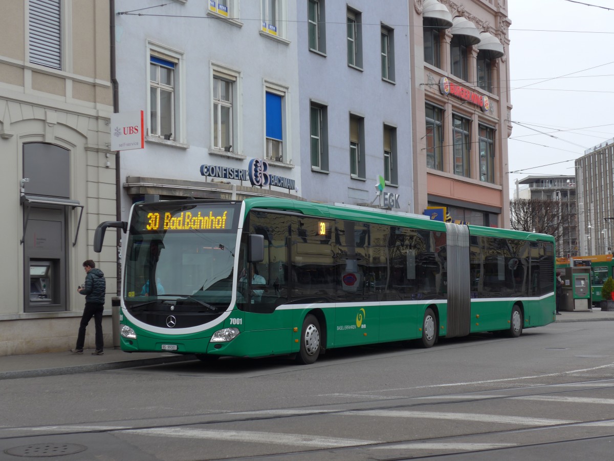 (168'754) - BVB Basel - Nr. 7001/BS 99'301 - Mercedes am 20. Februar 2016 beim Bahnhof Basel