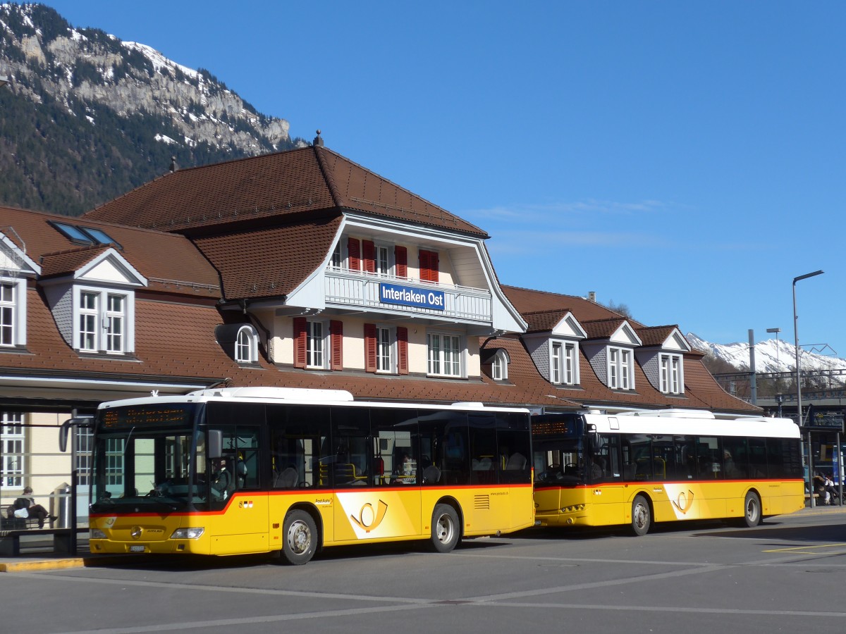 (168'823) - PostAuto Bern - BE 610'531 - Mercedes am 21. Februar 2016 beim Bahnhof Interlaken Ost