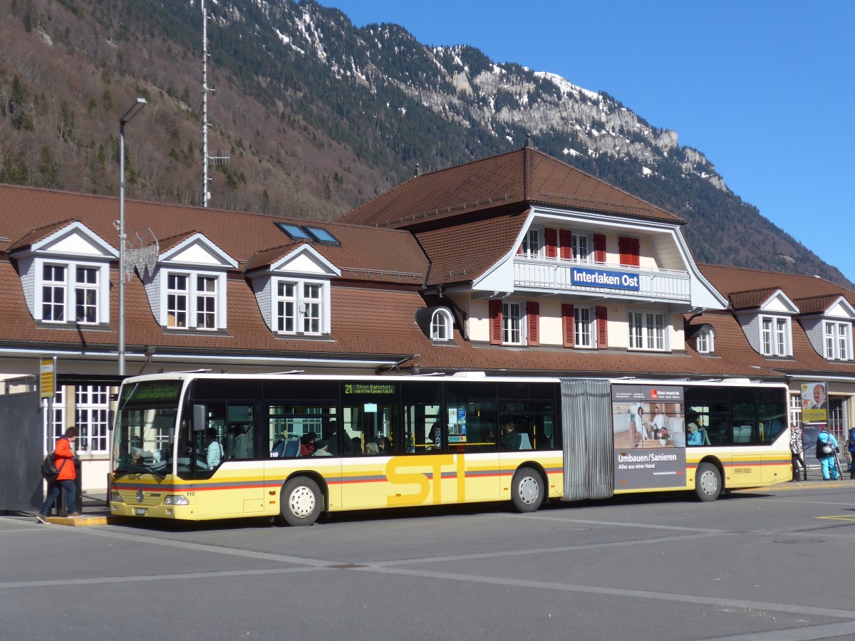 (168'832) - STI Thun - Nr. 110/BE 700'110 - Mercedes am 21. Februar 2016 beim Bahnhof Interlaken Ost