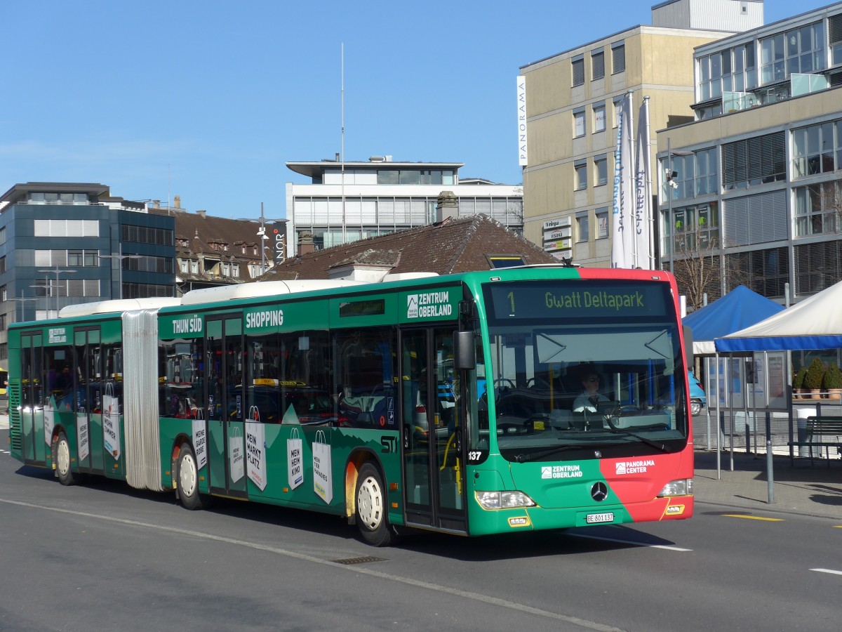 (168'839) - STI Thun - Nr. 137/BE 801'137 - Mercedes am 22. Februar 2016 beim Bahnhof Thun