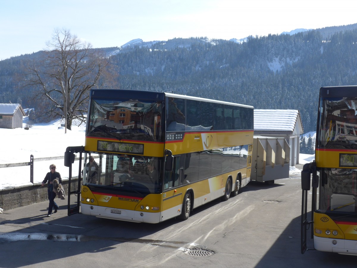 (168'970) - PostAuto Ostschweiz - SG 273'222 - Neoplan (ex P 27'021) am 27. Februar 2016 in Wildhaus, Dorf