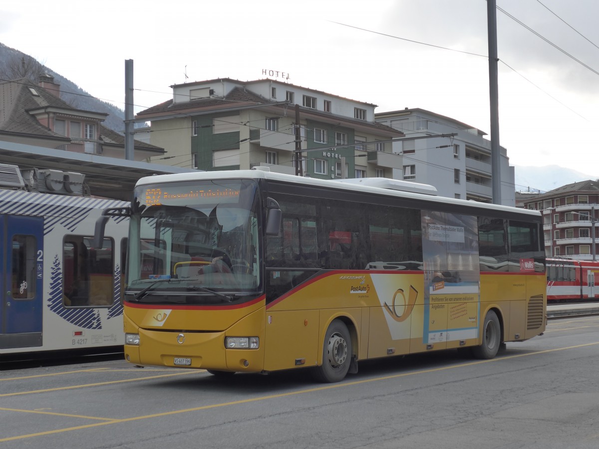 (169'067) - PostAuto Wallis - VS 407'396 - Irisbus am 6. Mrz 2016 beim Bahnhof Brig