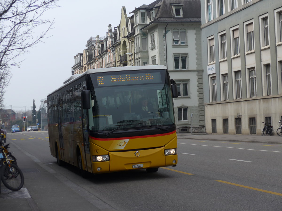 (169'349) - Flury, Balm - SO 20'031 - Irisbus am 21. Mrz 2016 beim Hauptbahnhof Solothurn