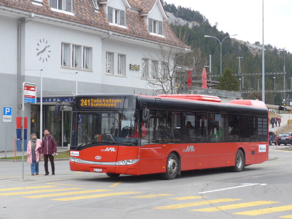 (169'513) - AFA Adelboden - Nr. 30/BE 26'703 - Solaris am 27. Mrz 2016 beim Bahnhof Kandersteg