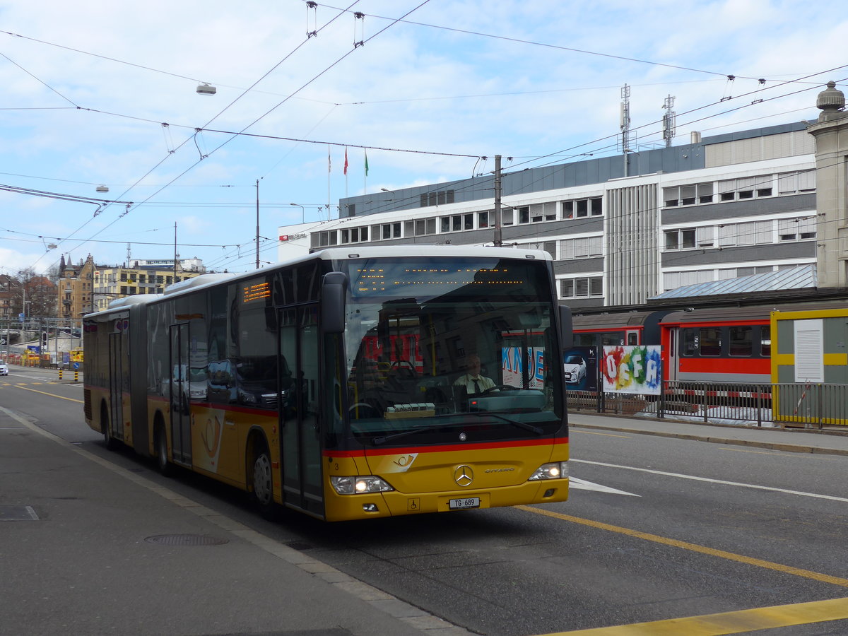 (169'867) - Eurobus, Arbon - Nr. 3/TG 689 - Mercedes am 12. April 2016 beim Bahnhof St. Gallen (prov. Haltestelle)