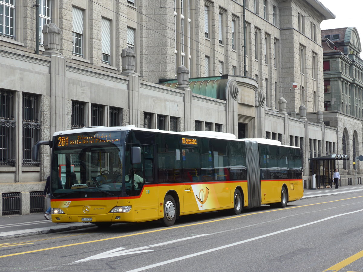 (169'870) - Eurobus, Arbon - Nr. 14/TG 185'521 - Mercedes am 12. April 2016 beim Bahnhof St. Gallen (prov. Haltestelle)