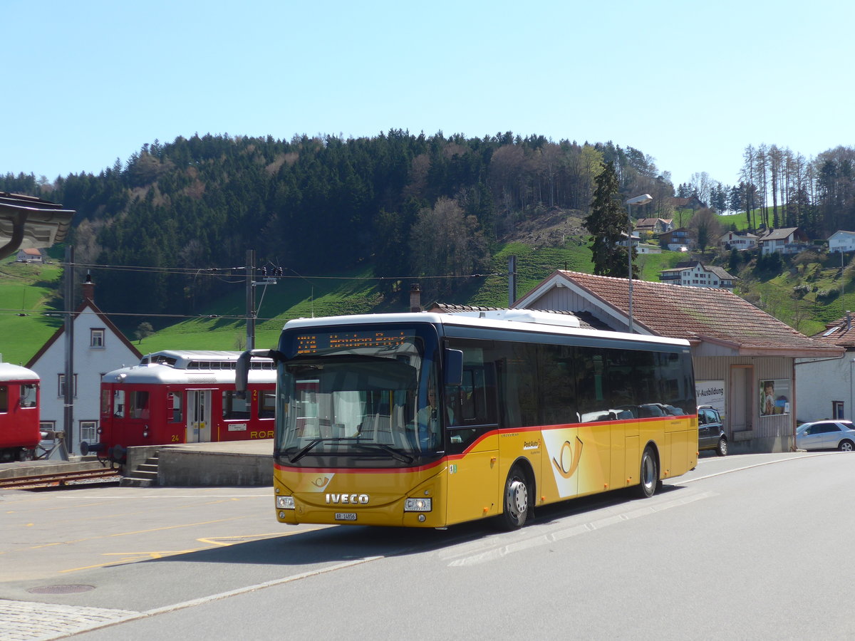 (169'942) - PostAuto Ostschweiz - AR 14'856 - Iveco am 12. April 2016 beim Bahnhof Heiden
