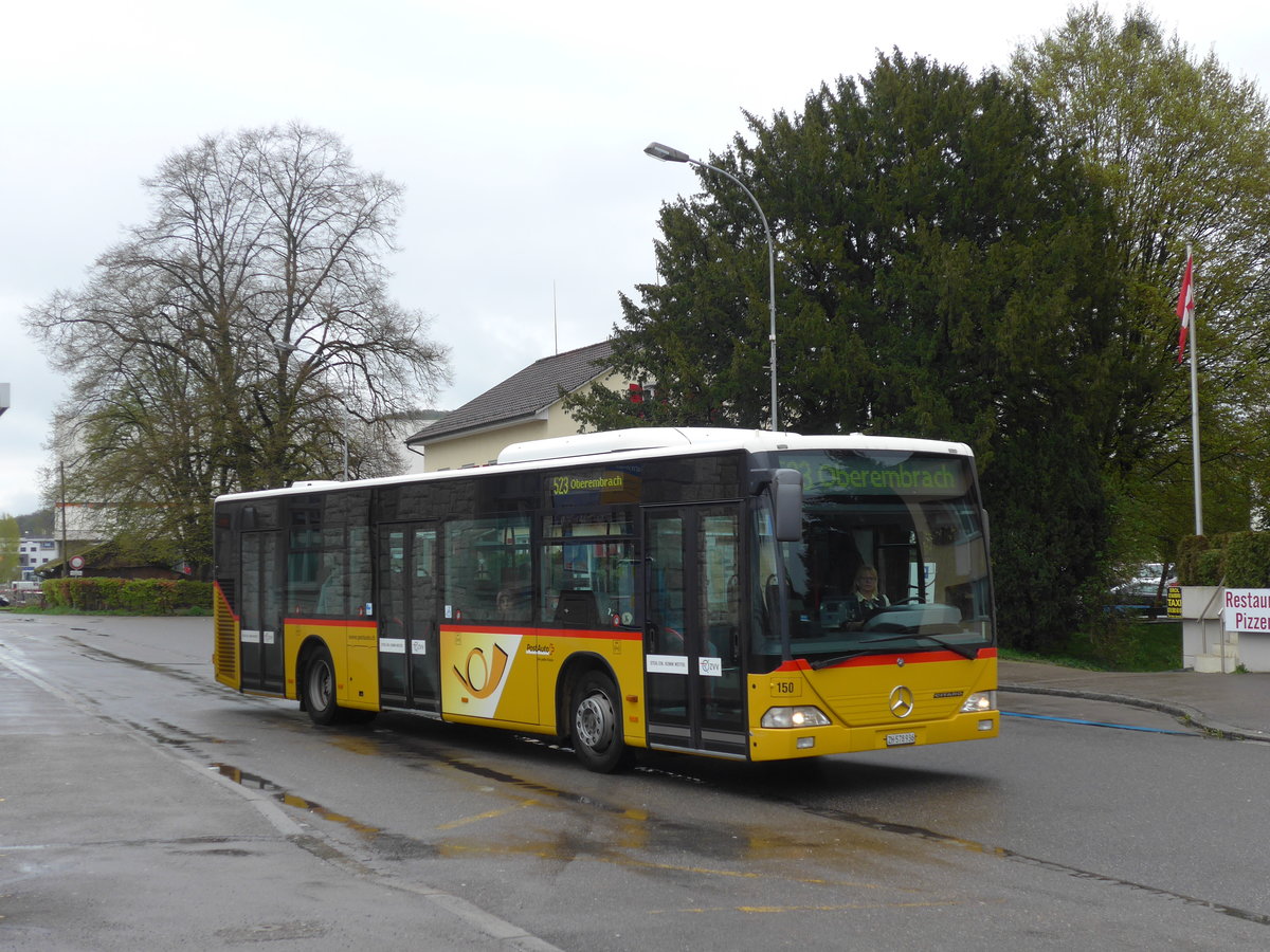 (169'986) - PostAuto Zrich - Nr. 150/ZH 578'936 - Mercedes (ex Nr. 6) am 14. April 2016 beim Bahnhof Embrach-Rorbas