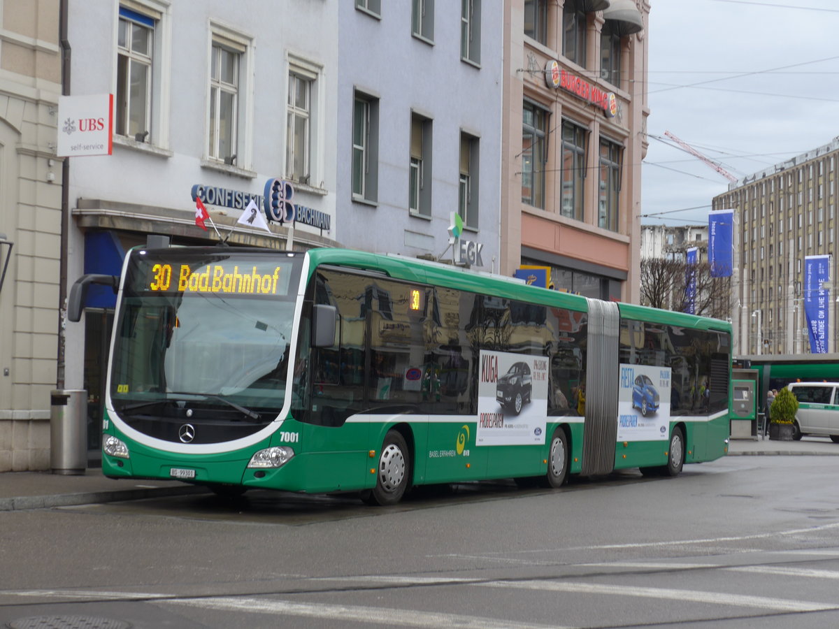 (170'077) - BVB Basel - Nr. 7001/BS 99'301 - Mercedes am 16. April 2016 beim Bahnhof Basel