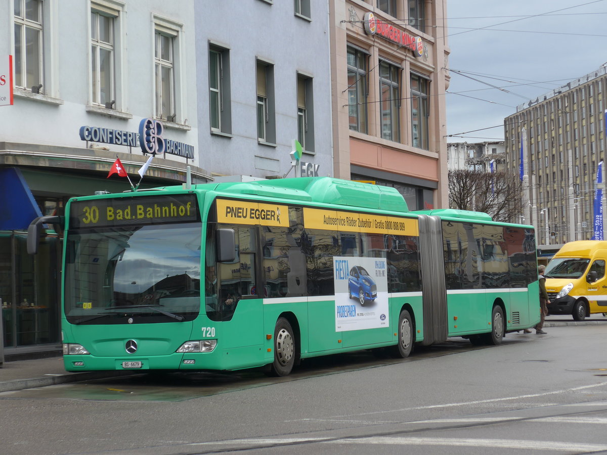 (170'079) - BVB Basel - Nr. 720/BS 6679 - Mercedes am 16. April 2016 beim Bahnhof Basel