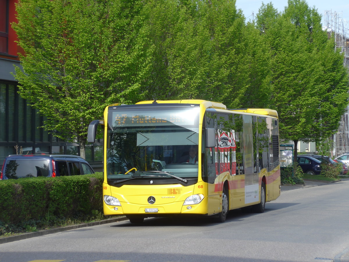 (170'260) - BLT Oberwil - Nr. 68/BL 110'142 - Mercedes am 30. April 2016 beim Bahnhof Muttenz