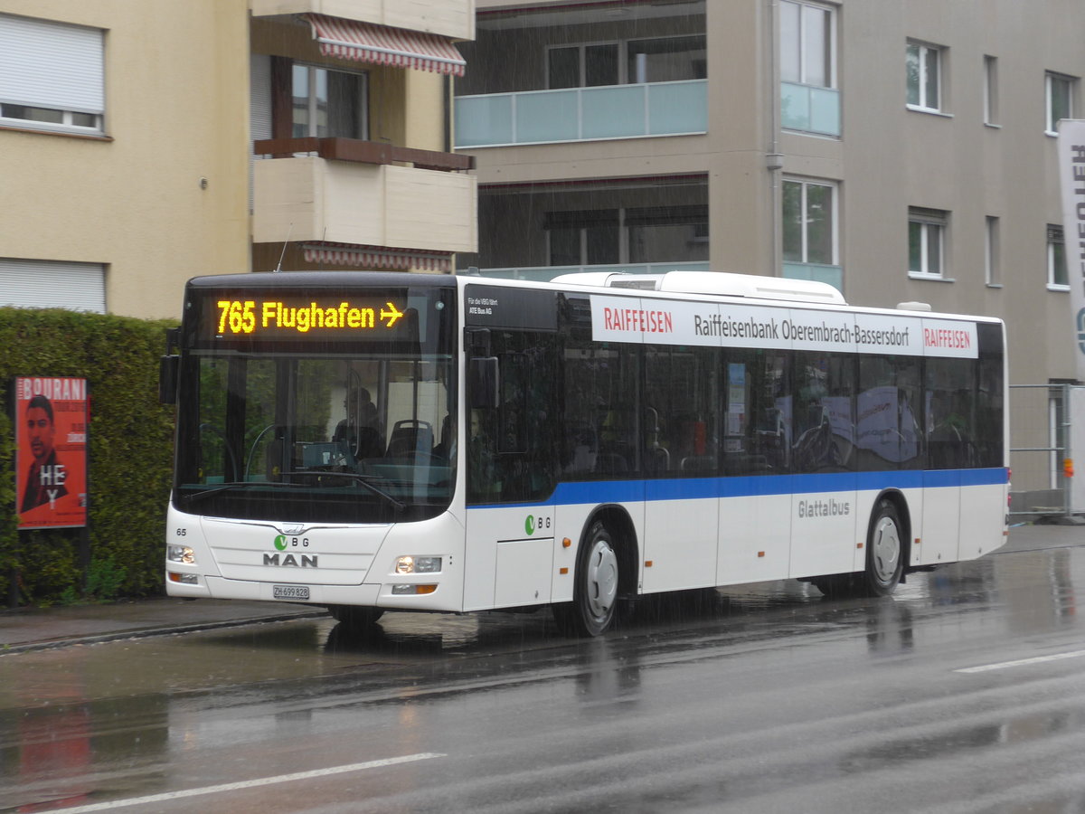 (170'540) - ATE Bus, Effretikon - Nr. 65/ZH 699'828 - MAN am 13. Mai 2016 in Kloten, Rankstrasse