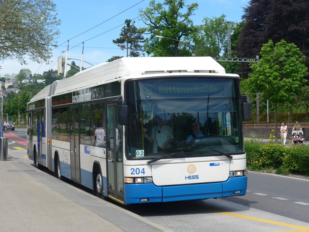 (171'294) - VBL Luzern - Nr. 204 - Hess/Hess Gelenktrolleybus am 22. Mai 2016 in Luzern, Verkehrshaus