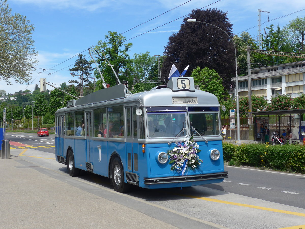 (171'295) - VBL Luzern (vbl-historic) - Nr. 25 - FBW/FFA Trolleybus am 22. Mai 2016 in Luzern, Verkehrshaus