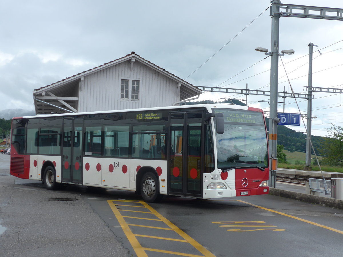 (171'791) - TPF Fribourg - Nr. 49/FR 300'300 - Mercedes am 13. Juni 2016 beim Bahnhof Palzieux