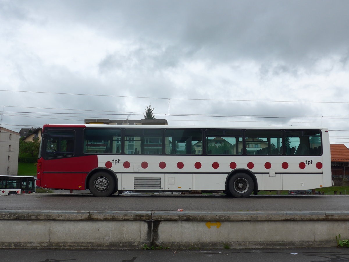 (171'803) - TPF Fribourg - Nr. 12/FR 300'309 - Volvo/Lauber (ex GFM Fribourg Nr. 12) am 13. Juni 2016 beim Bahnhof Chtel-St-Denis