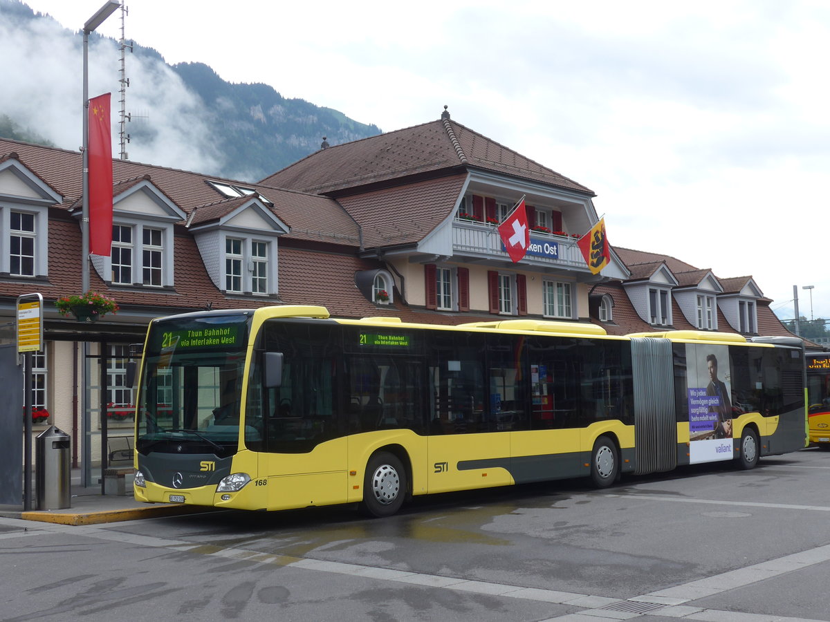 (172'204) - STI Thun - Nr. 168/BE 752'168 - Mercedes am 26. Juni 2016 beim Bahnhof Interlaken Ost