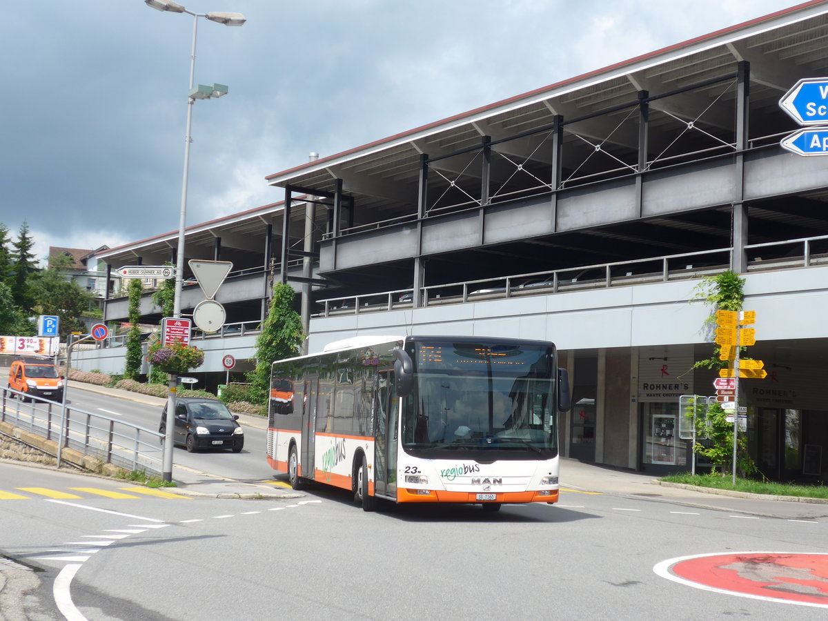 (172'574) - Regiobus, Gossau (VBH) - Nr. 23/SG 7360 - MAN am 27. Juni 2016 beim Bahnhof Herisau