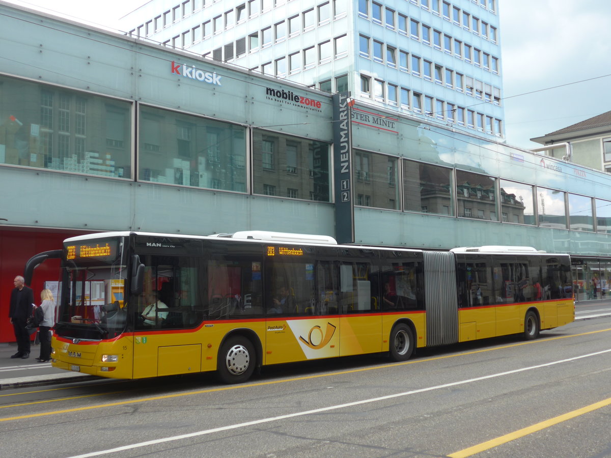 (172'614) - Eurobus, Arbon - Nr. 15/TG 153'907 - MAN am 27. Juni 2016 beim Bahnhof St. Gallen (prov. Haltestelle)