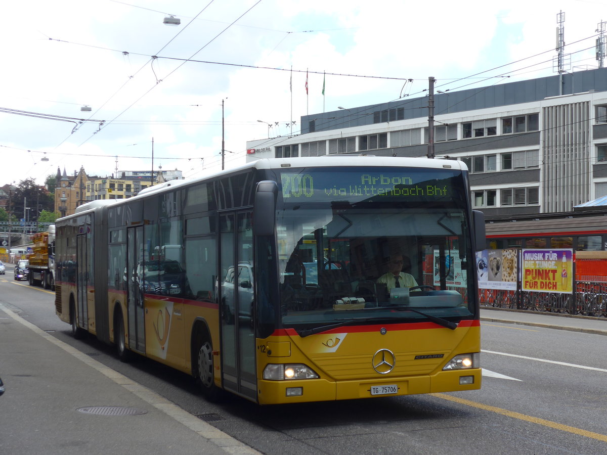 (172'625) - Eurobus, Arbon - Nr. 12/TG 75'706 - Mercedes am 27. Juni 2016 beim Bahnhof St. Gallen (prov. Haltestelle)