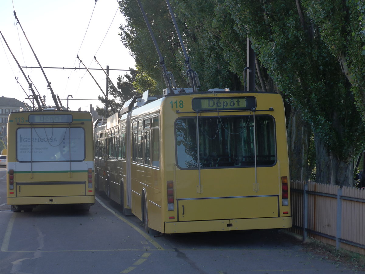 (173'097) - transN, La Chaux-de-Fonds - Nr. 118 - NAW/Hess Gelenktrolleybus (ex TN Neuchtel Nr. 118) am 17. Juli 2016 in Neuchtel, Dpt
