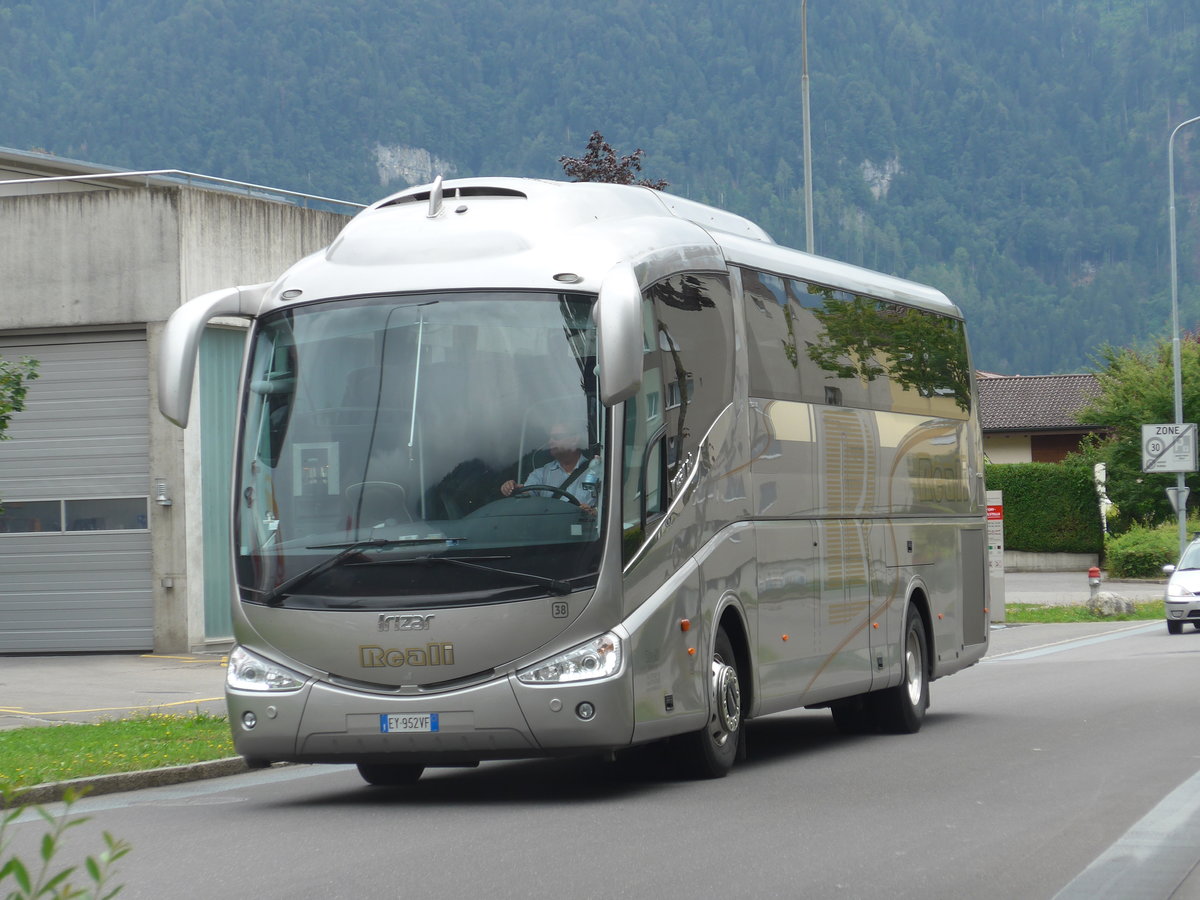 (173'279) - Aus Italien: Reali, Alatri - Nr. 38/EY-952 VF - Scania/Irizar am 23. Juli 2016 beim Bahnhof Interlaken Ost