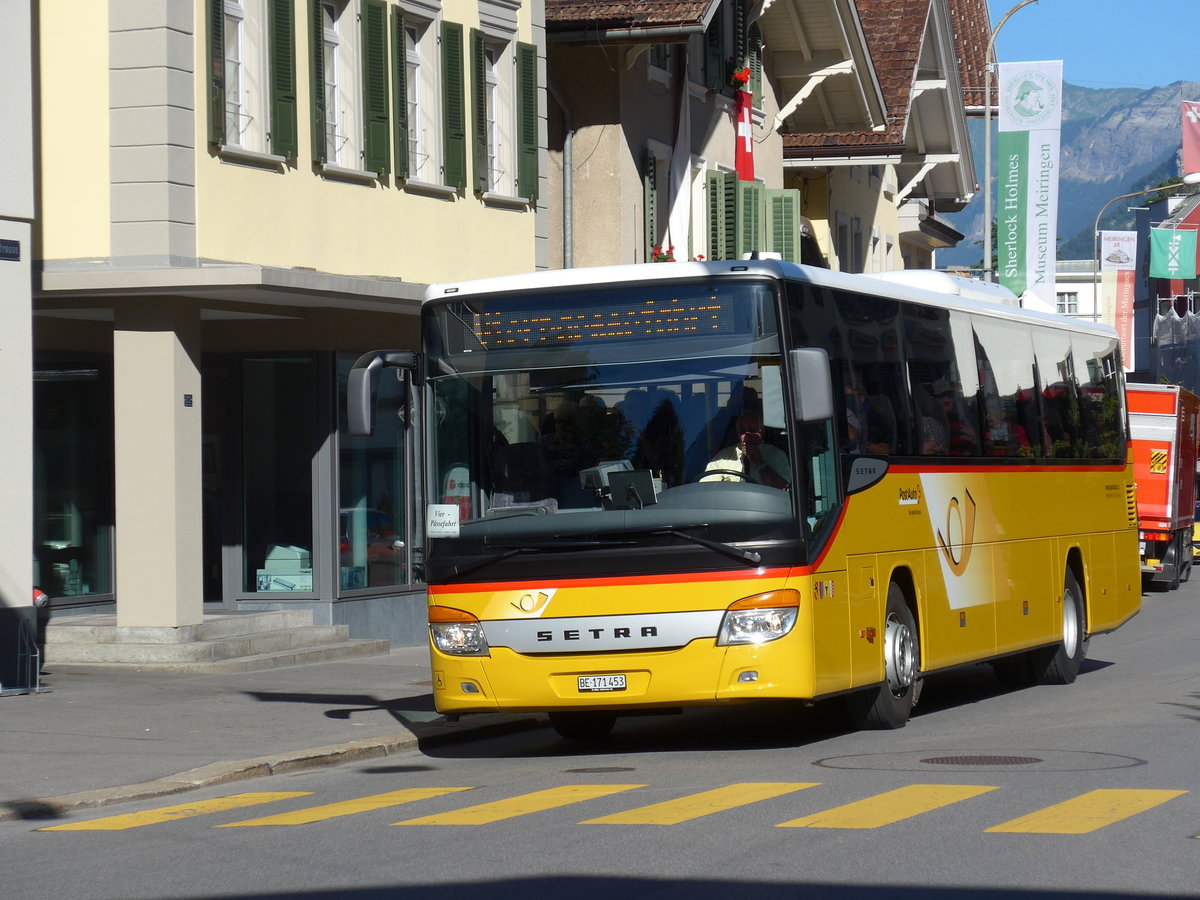 (173'709) - PostAuto Bern - BE 653'387 - Setra am 8. August 2016 in Meiringen, Casino Platz