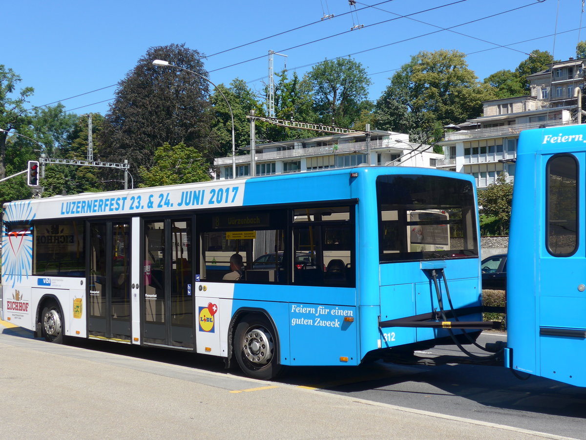 (173'730) - VBL Luzern - Nr. 312 - Lanz+Marti/Hess Personenanhnger am 8. August 2016 in Luzern, Verkehrshaus