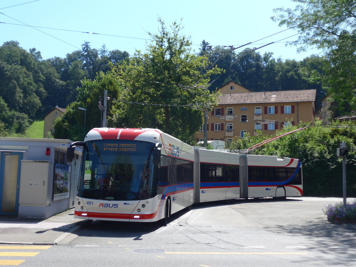 (173'746) - VBL Luzern - Nr. 401 - Hess/Hess Doppelgelenktrolleybus am 8. August 2016 in Luzern, Maihof
