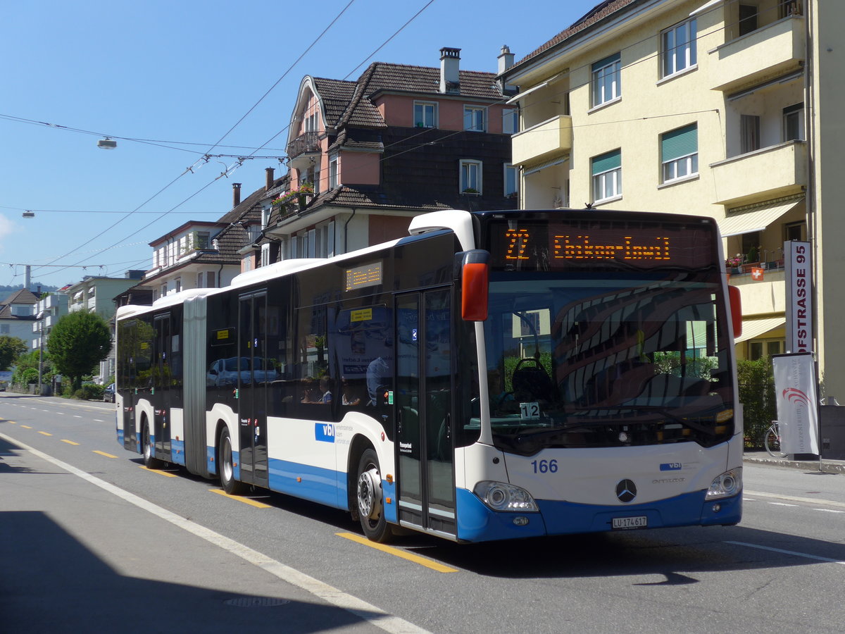 (173'752) - VBL Luzern - Nr. 166/LU 174'617 - Mercedes am 8. August 2016 in Luzern, Maihof