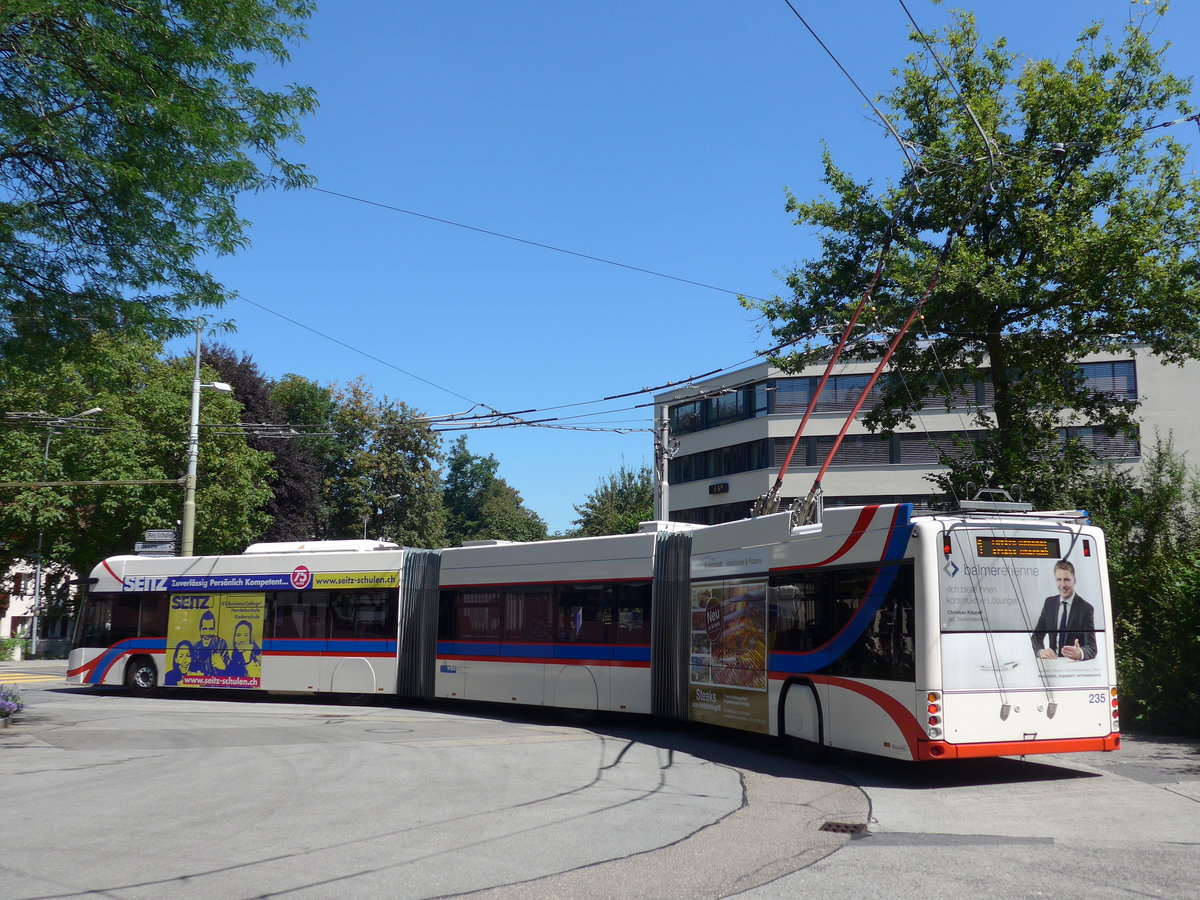 (173'757) - VBL Luzern - Nr. 235 - Hess/Hess Doppelgelenktrolleybus am 8. August 2016 in Luzern, Maihof