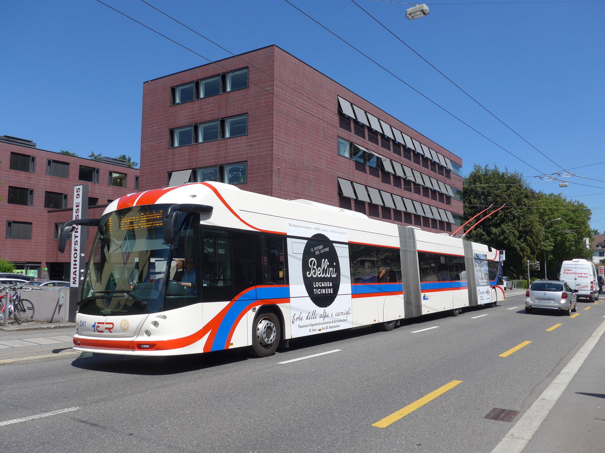 (173'765) - VBL Luzern - Nr. 241 - Hess/Hess Doppelgelenktrolleybus am 8. August 2016 in Luzern, Maihof