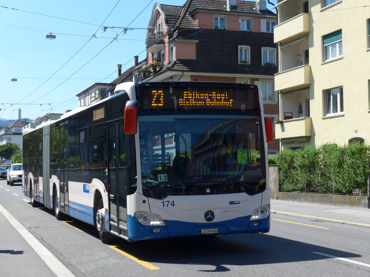 (173'792) - VBL Luzern - Nr. 174/LU 249'490 - Mercedes am 8. August 2016 in Luzern, Maihof