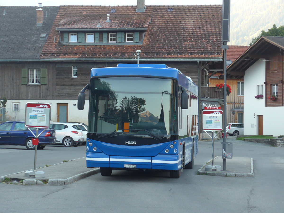 (174'287) - AFA Adelboden - Nr. 57/BE 272'798 - Scania/Hess am 27. August 2016 beim Bahnhof Lenk